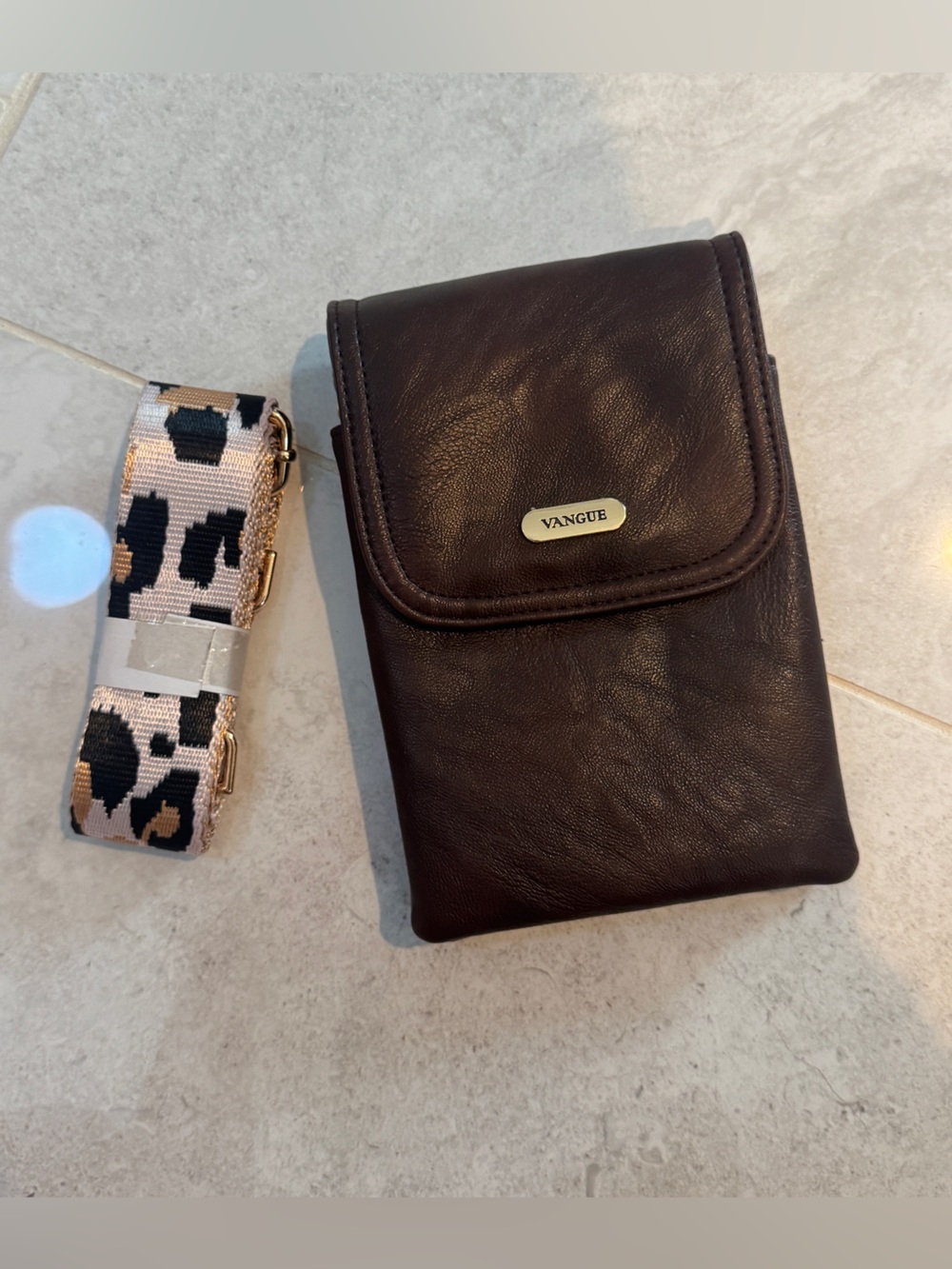 Brown Leather Crossbody Phone Bag